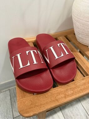 Valentino VLTN Red Logo Slide Sandals